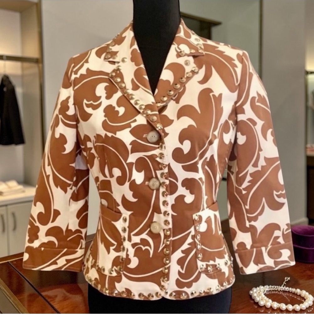 Etcetera Floral Blazer w/ Gold Stud Accents for Women